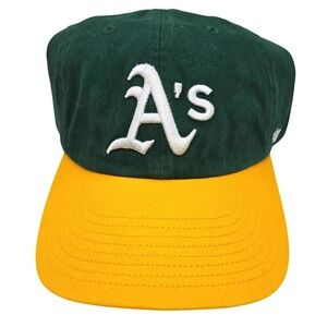 47 Brand Oakland Athletics MLB Hat Green Yellow Adjustable Buckle Dad Cap OSFA